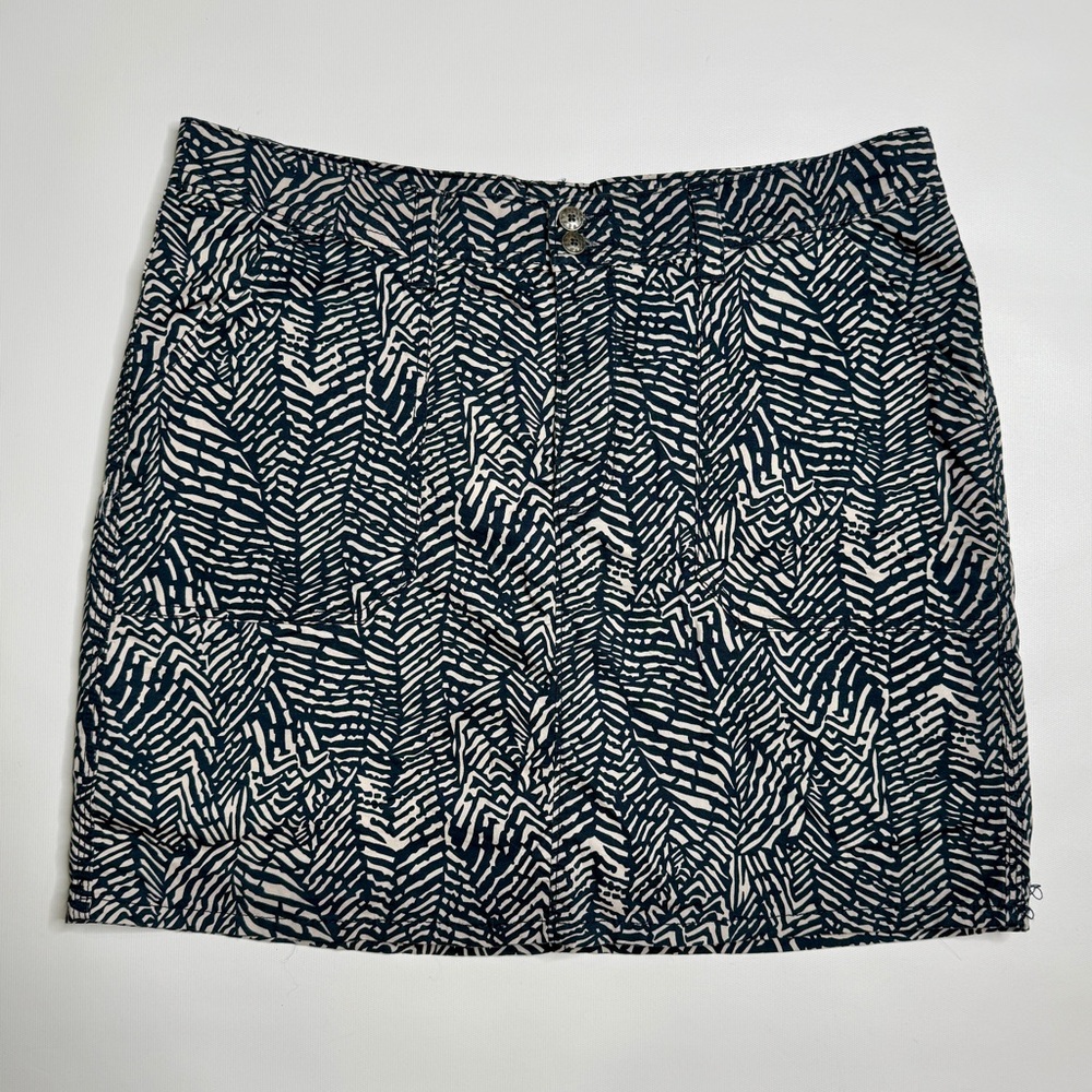 Lee Natural Fit Skirt Skorts Women’s Sz 14 M Dark Navy Blue Beige Stretch Tribal